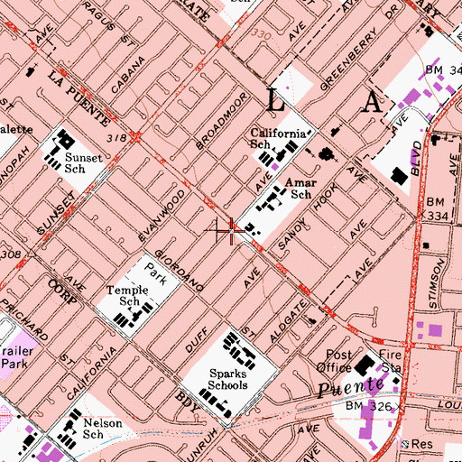 Topographic Map of Saint Luke University, CA