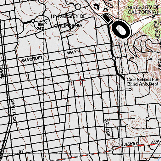 Topographic Map of American Baptist Seminary of the West, CA