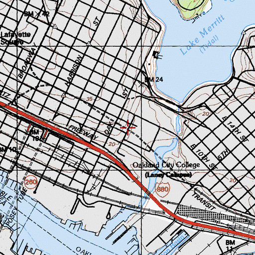 Topographic Map of Laney College, CA