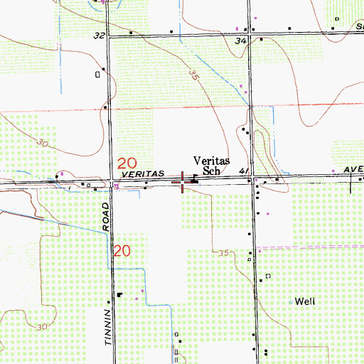 Topographic Map of Veritas School, CA