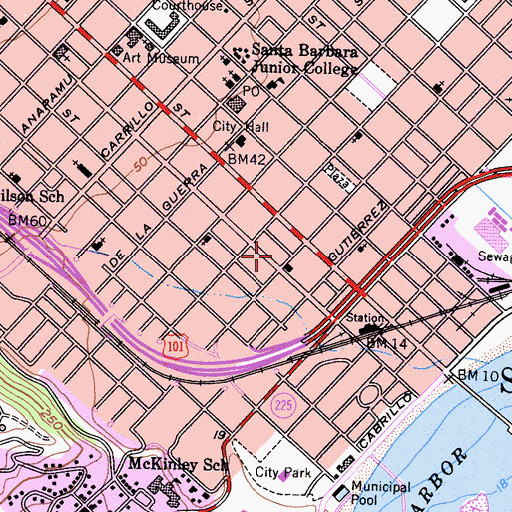 Topographic Map of Santa Barbara Business College, CA