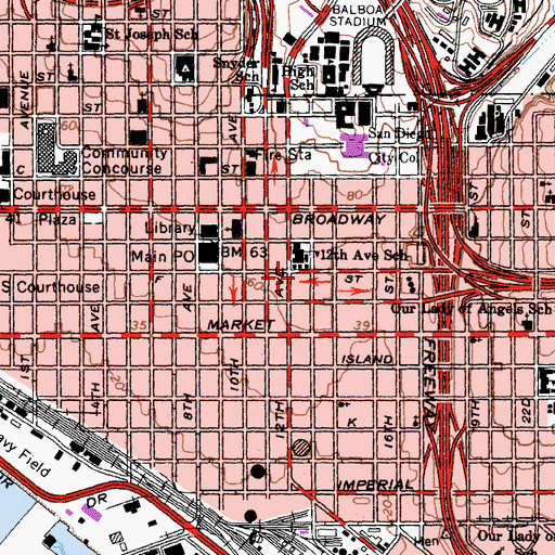 Topographic Map of Newschool of Architecture and Design, CA