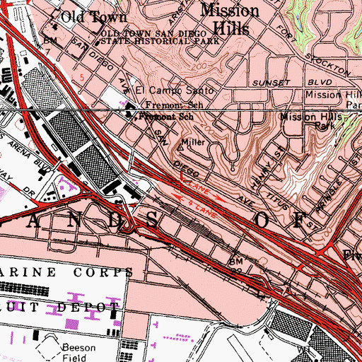 Topographic Map of Thomas Jefferson School of Law, CA