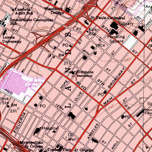Topographic Map of Fashion Institute of Design and Merchandising - Los Angeles, CA