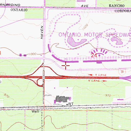 Topographic Map of Platt College - Ontario Campus, CA