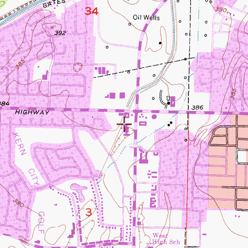 Topographic Map of San Joaquin Valley College - Bakersfield, CA