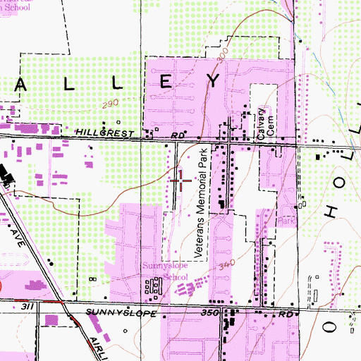 Topographic Map of Veterans Memorial Park, CA
