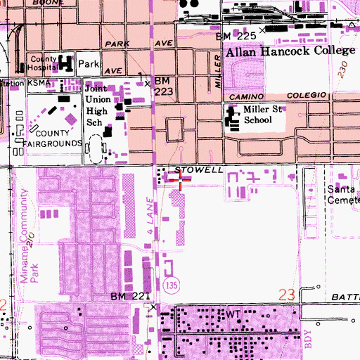 Topographic Map of Santa Barbara Business College - Santa Maria, CA