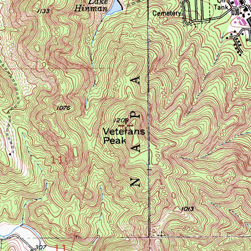 Topographic Map of Veterans Peak, CA