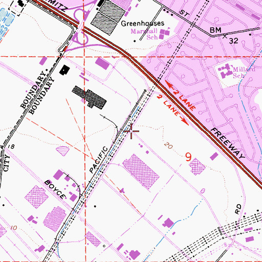 Topographic Map of Medical Career College Vocational School, CA