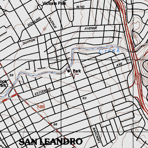 Topographic Map of Veterans War Memorial Building, CA