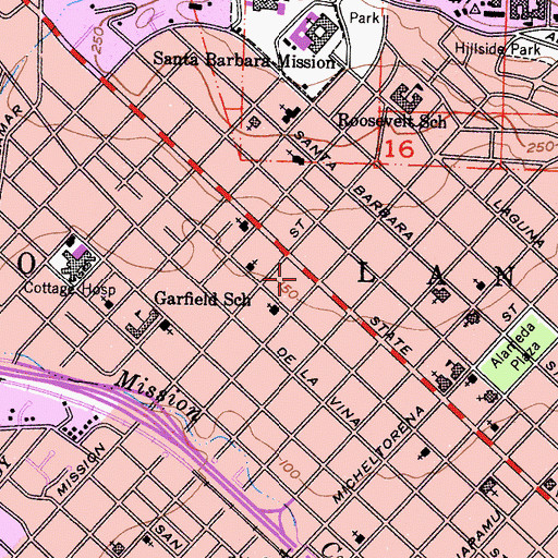 Topographic Map of Santa Barbara College of Oriental Medicine, CA