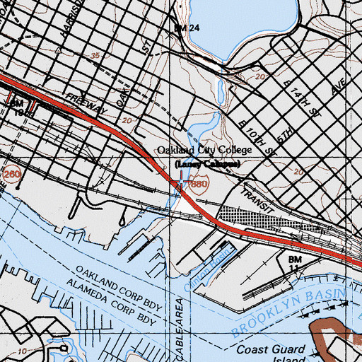 Topographic Map of Peralta Community College, CA