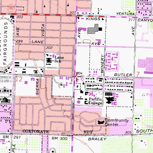 Topographic Map of Mennonite Brethren Biblical Seminary, CA