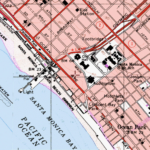 Topographic Map of Pardee Rand Graduate School of Policy Studies, CA