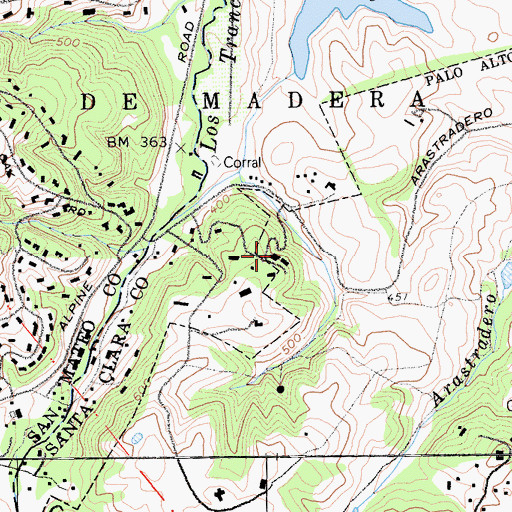 Topographic Map of Palo Alto University, CA