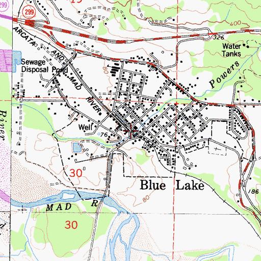 Topographic Map of Dell'Arte International School of Physical Theatre, CA