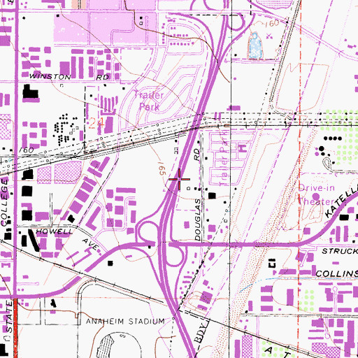 Topographic Map of Westwood College Anaheim Campus, CA