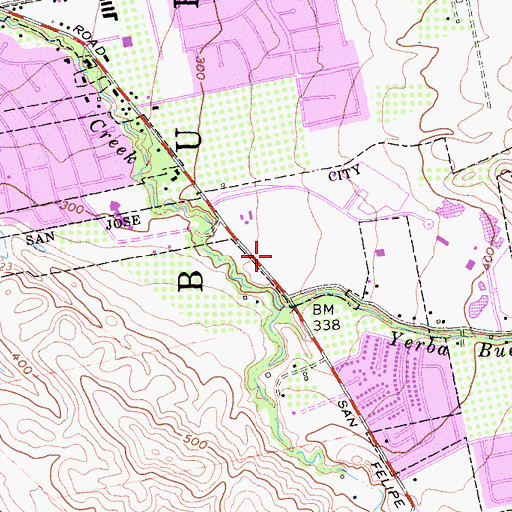 Topographic Map of San Jose Evergreen Community College, CA