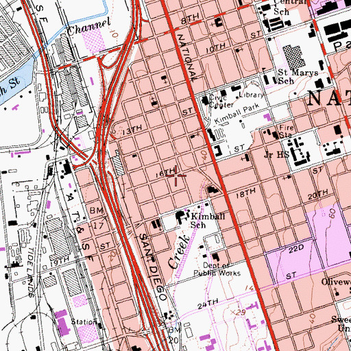 Topographic Map of InterAmerican College, CA