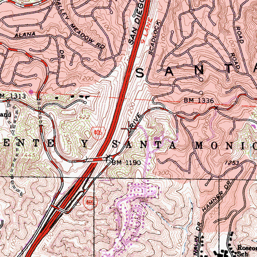Topographic Map of American Jewish University, CA