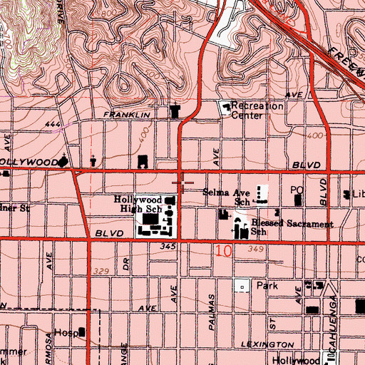 Topographic Map of Musicians Institute, CA