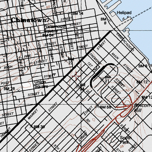 Topographic Map of Golden Gate University - San Francisco, CA