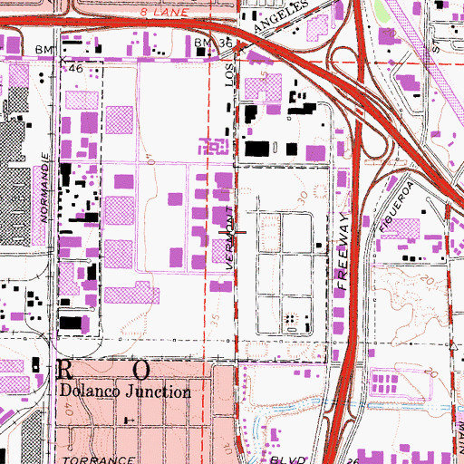 Topographic Map of Westwood College - South Bay, CA