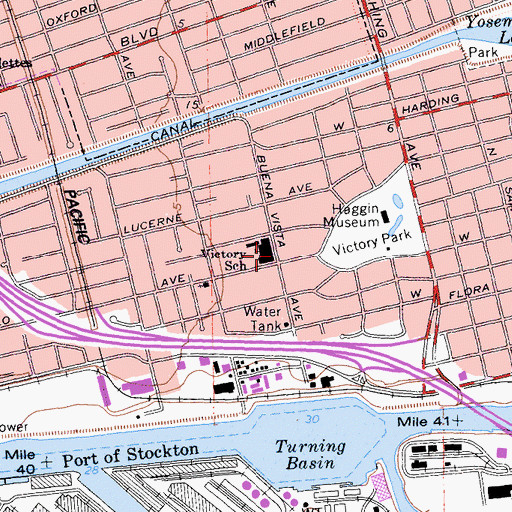 Topographic Map of Victory Elementary School, CA