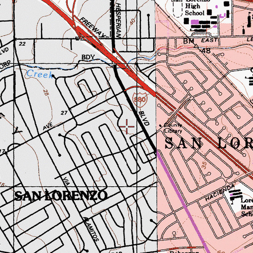 Topographic Map of Village School, CA