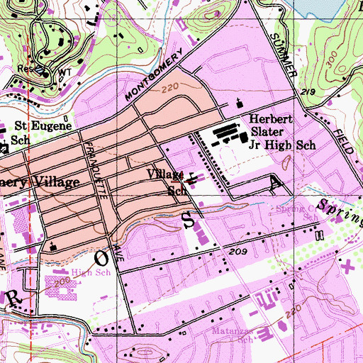 Topographic Map of Village Elementary School, CA