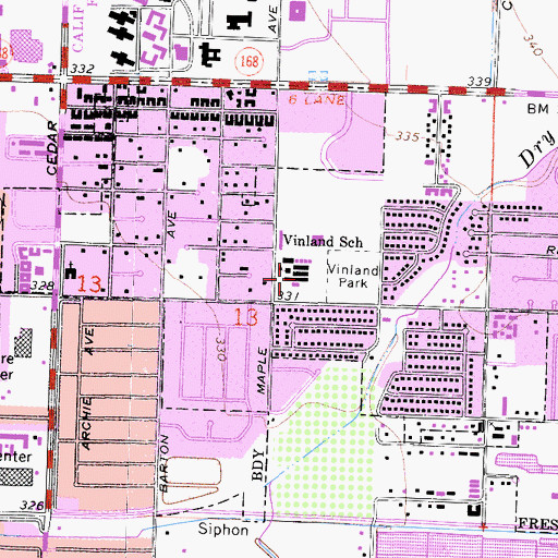 Topographic Map of Vinland Elementary School, CA