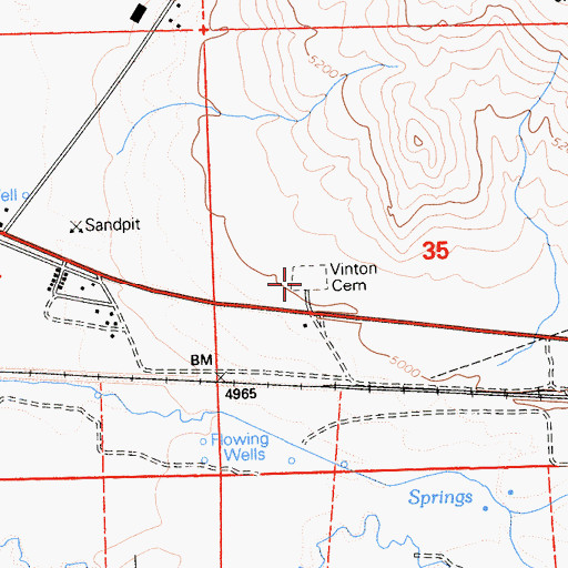 Topographic Map of Vinton Cemetery, CA