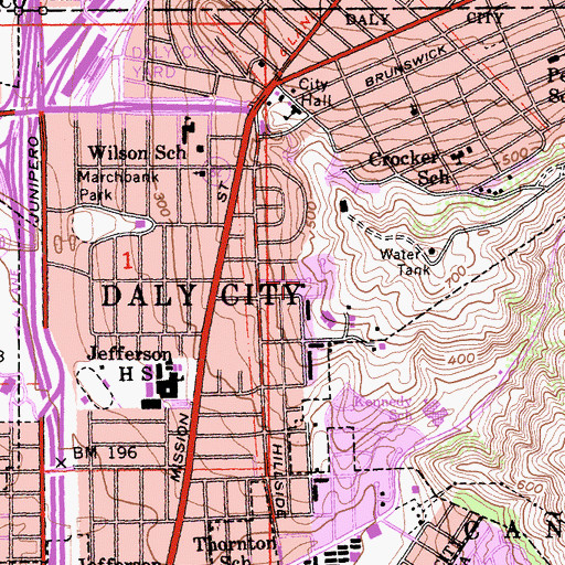 Topographic Map of Vista Grande School, CA
