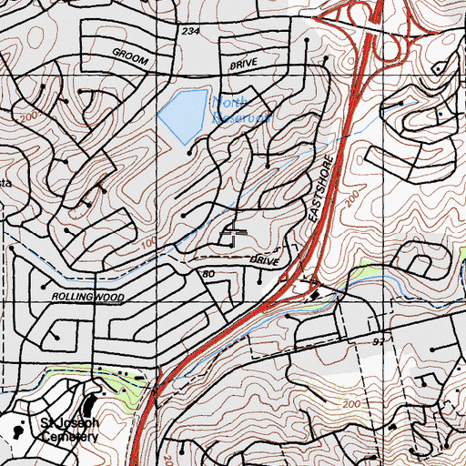 Topographic Map of Vista High School, CA