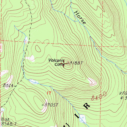 Topographic Map of Volcanic Cone, CA
