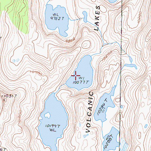 Topographic Map of Volcanic Lakes, CA