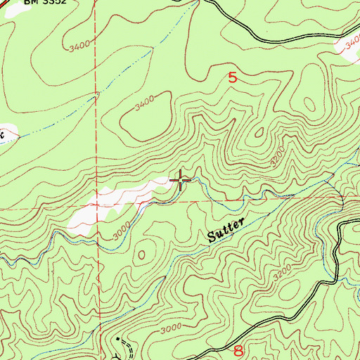 Topographic Map of Volcano Ditch, CA