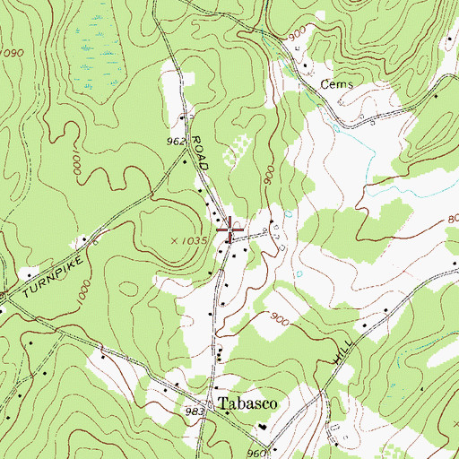Topographic Map of Tabasco School (historical), NY