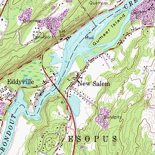 Topographic Map of Eddyville School (historical), NY