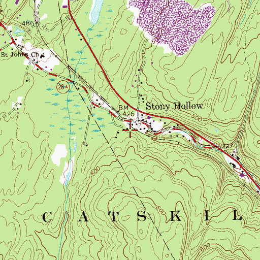 Topographic Map of Stony Hollow School (historical), NY
