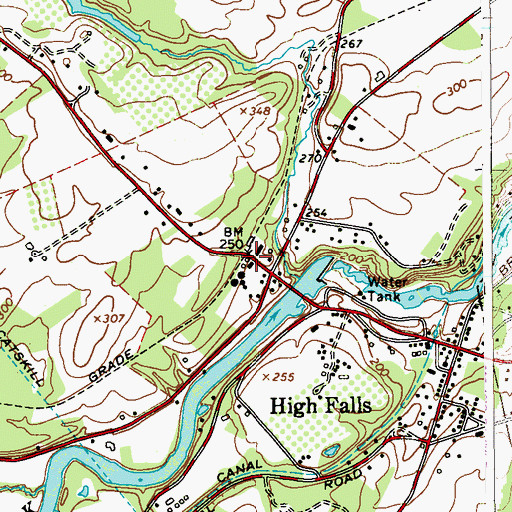 Topographic Map of High Falls Railroad Station, NY