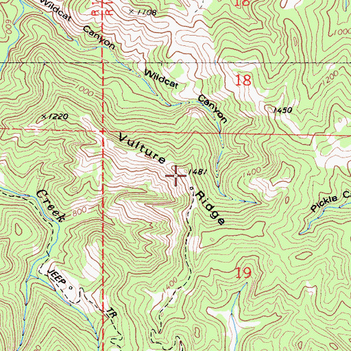 Topographic Map of Vulture Ridge, CA