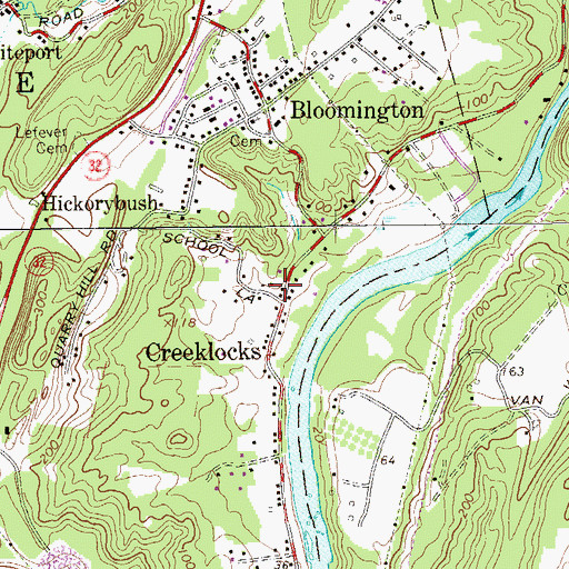Topographic Map of Creeklocks School (historical), NY