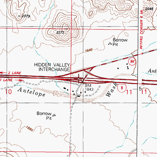 Topographic Map of Hidden Valley Interchange, AZ