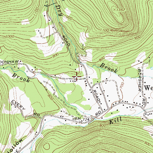 Topographic Map of Bushkill School (historical), NY