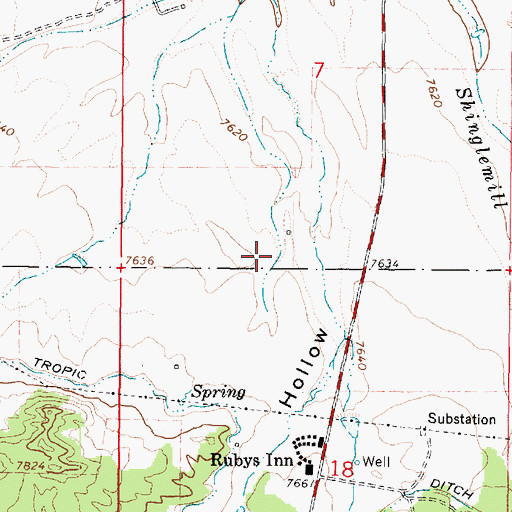 Topographic Map of Town of Bryce Canyon City, UT