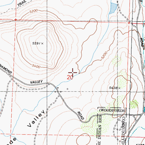 Topographic Map of Wade Valley, CA