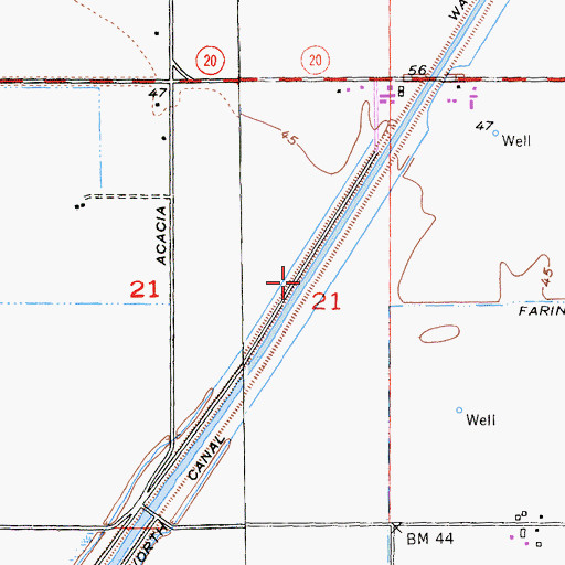 Topographic Map of Wadsworth Canal, CA