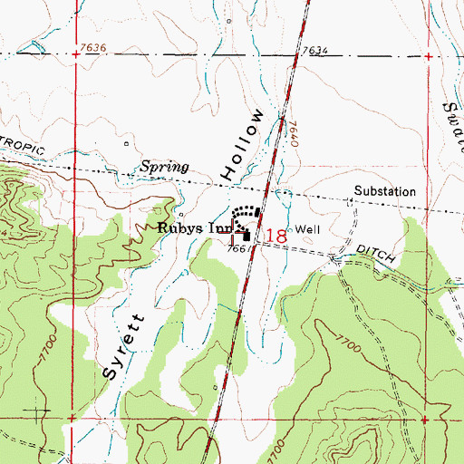 Topographic Map of Bryce Canyon City, UT